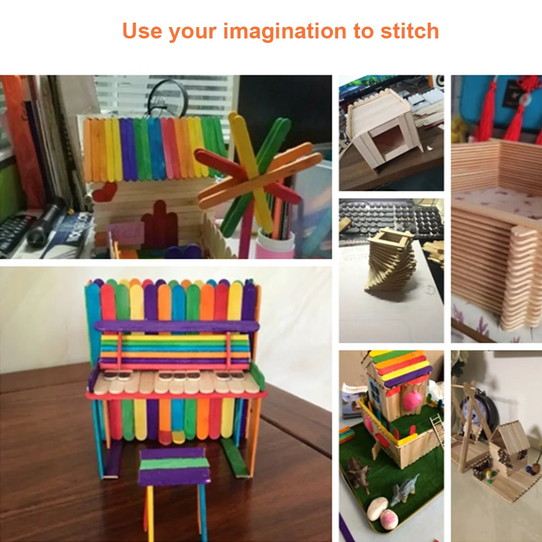 

50Pcs Wooden Ice Cream Sticks Wooden Popsicle Sticks Wood Sticks Kids Hand Crafts Art Cake Tool DIY Craft Sticks Lollipop Molds