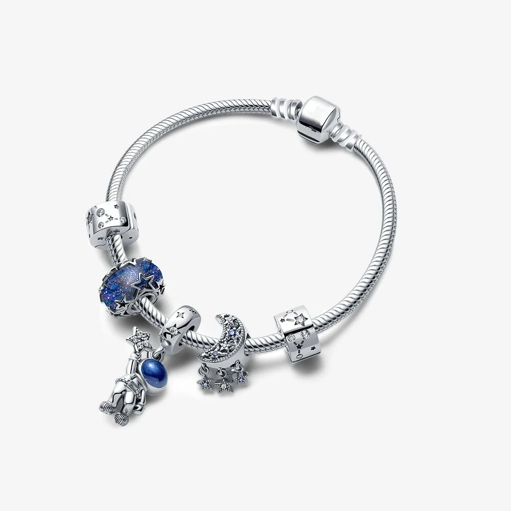 Новый оригинальный Круглый Шарм Pandora астронавт Луна Рождественский Бусина