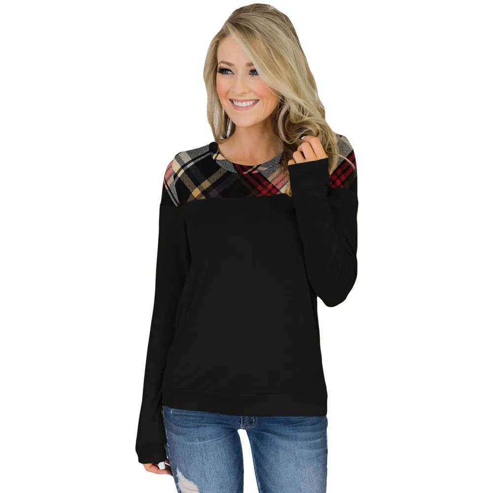 Осенне-зимние новые футболки из Европы и США с круглым вырезом длинными рукавами