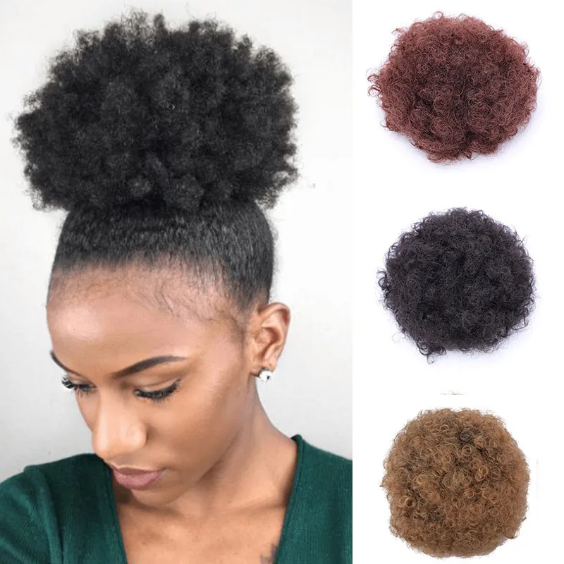 

MANWEI синтетические Курчавые Кудрявые высокие Пуховые Волосы Афро Волосы для наращивания аксессуары для волос шиньон пучок с зажимами для де...