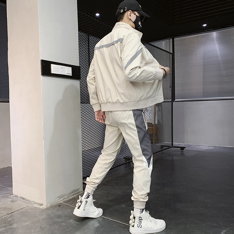 

Tracksuit Men Set Sweat Suit 2021 Fitness Spring Autumn Jackets+ Pants Casual Mens Sportswear Two Piece Pants Set Streetwear