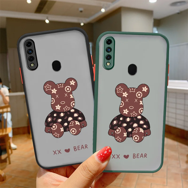 

Cute Bear Liquid Silicone Phone Case For OPPO A83 A57 A39 A37 A7 A5 A3S A31 A8 A93 A54 A72 4G 5G A91 A92 A52 A3 Soft Back Cover