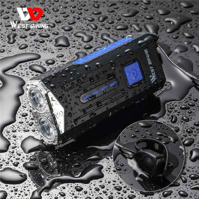 4000mAh MTB Bike Light LED USB Rechargeable Bicycle Headlight With Horn Bell Waterproof 360 Degree Rotating Cycling Front Lamp | Спорт и