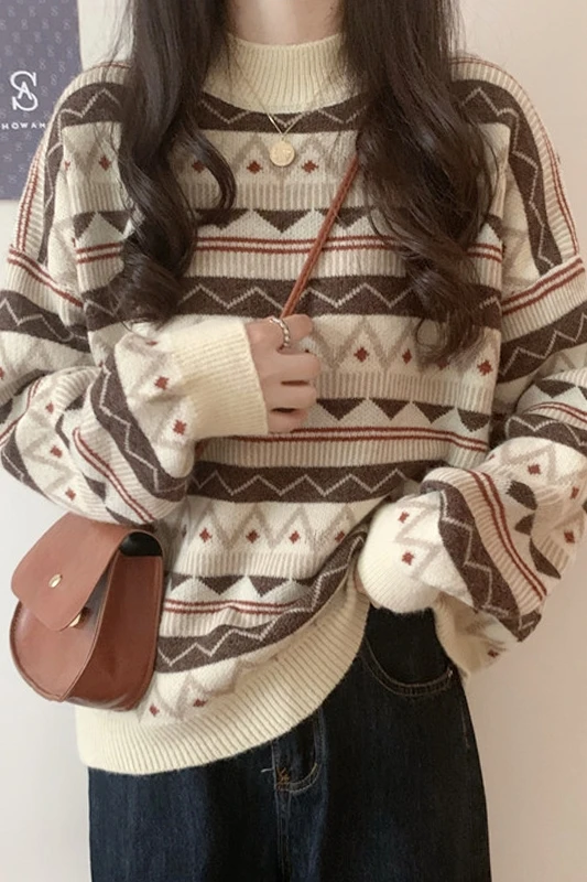 

WERUERUYU Winter new Half Turtleneck cashmere sweater women thick short paragraph loose knitted bottoming shirt pullovers