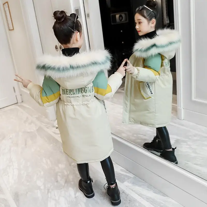 -30° Russian Winter Parkas Down Jacket Teen Warm Coat Outerwear Teenage Outfit Children Kids Girls Fur Hooded 4-16 Years | Детская