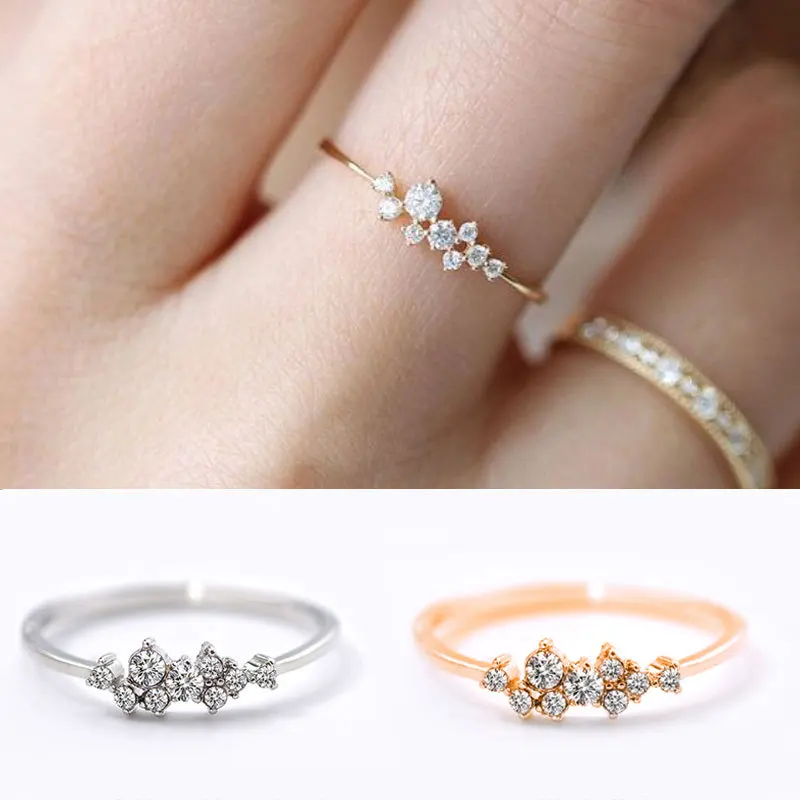 

Micro Pave Cubic Zirconia Wedding/Engagement Rings Silver Color/Gold Color Fashion Brand Crystal Ring Jewelry For Women