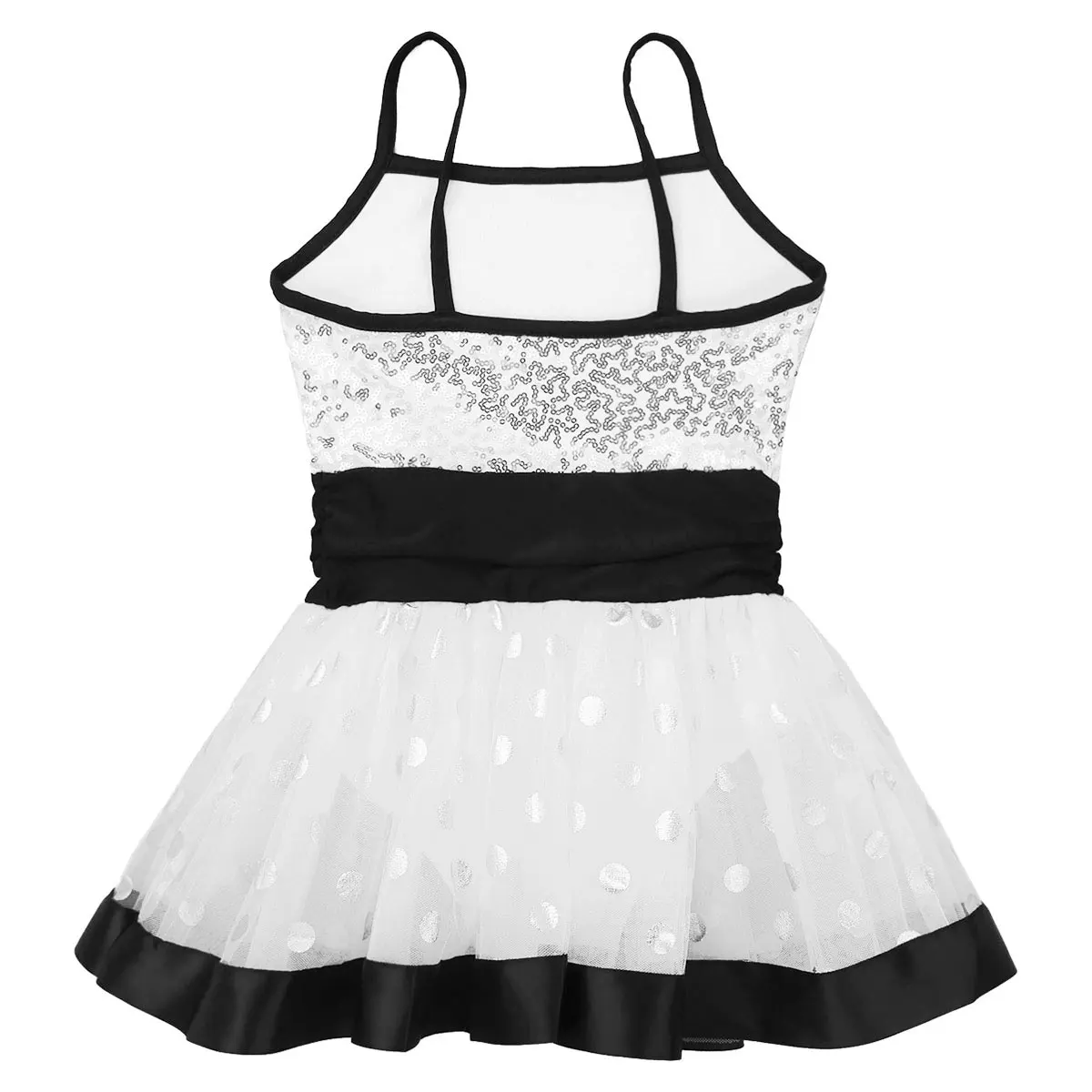 Блестящая блестящая черно-белая юбка для девочек Детские балетные и