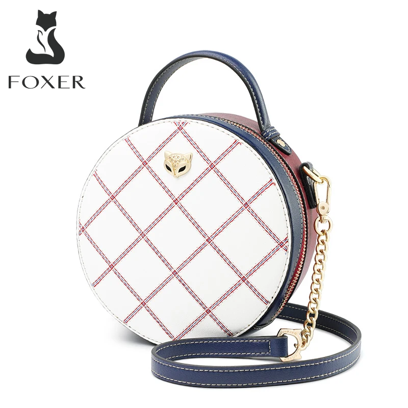 FOXER Мини Круглая женская сумка из сплит кожи круглые сумки через плечо женские