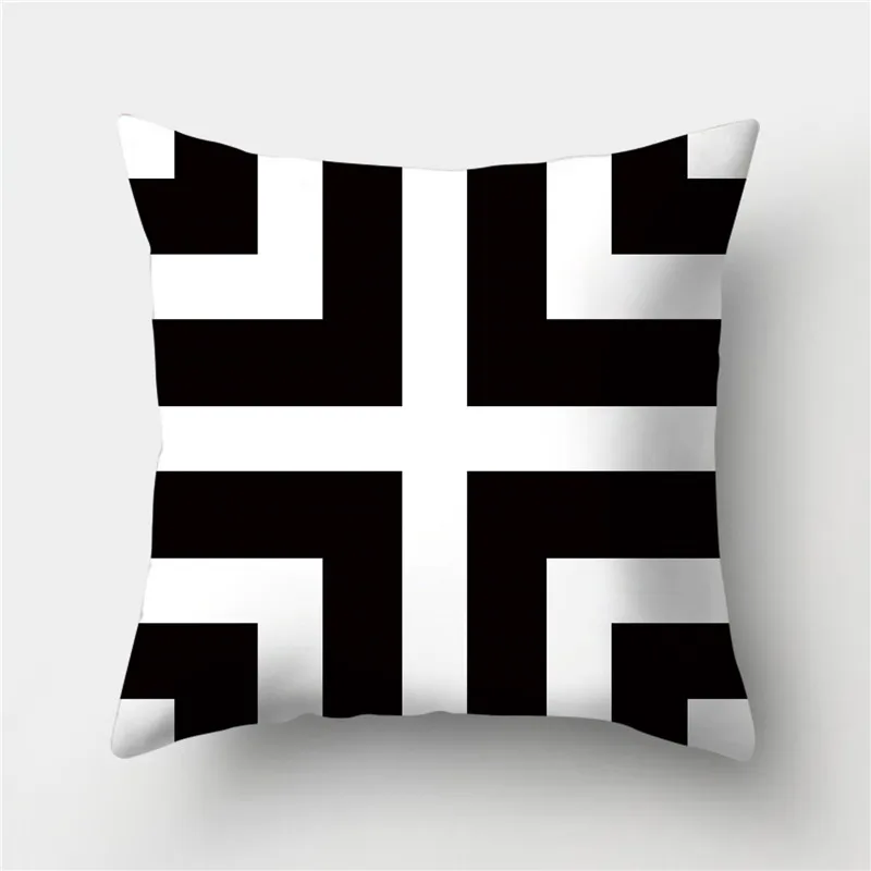 

Black White Geometric Cushion Cover Pillow Covers 45*45 Decorative Sofa Cushions Throw Pillows Polyester Pillowcase Home Decor