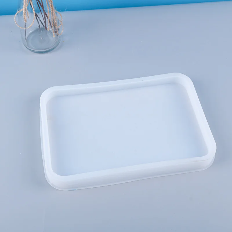 Square Tray Plate Silicone Mold Jewelry Holder Decorative Tray Wooden Bottom Bracket Tray Silicone Mold Creative Production