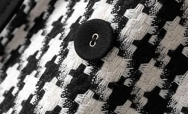 

Autumn winter vintage Houndstooth plaid woolen vest women double breasted slim waistcoat with belt