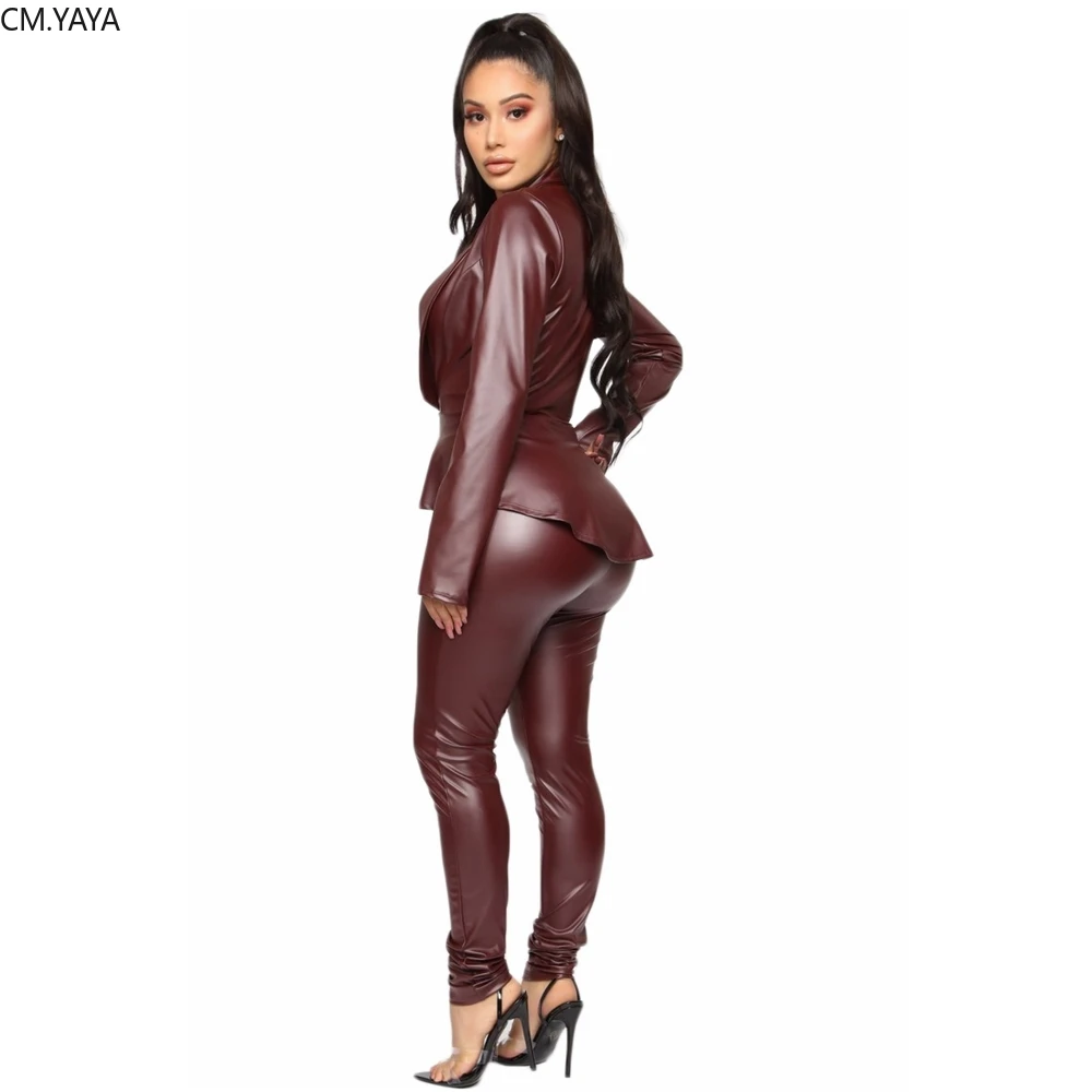 GL осенне-зимний женский комплект длинный рукав искусственная кожа пиджак с