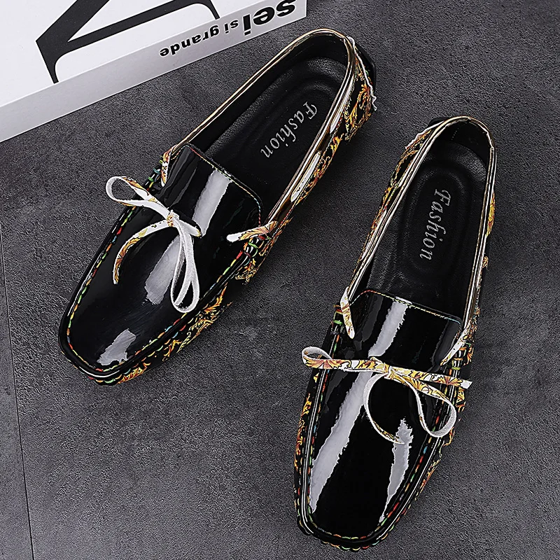 

Men Casual Shoes Breathable Business Office Shoes Driving Moccasins Comfortable Slip on Penny Loafers Patent Leather Dress Shoes