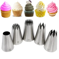 5pcs christmas cream cake nozzles diy cupcake decorating icing piping quality stainless steel flower mouth kitchen baking tools