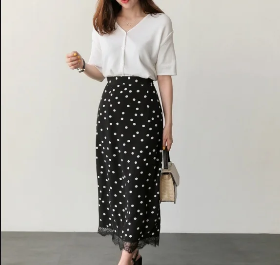 Летние юбки с высокой талией для женщин модный дизайн корейский тонкая черная