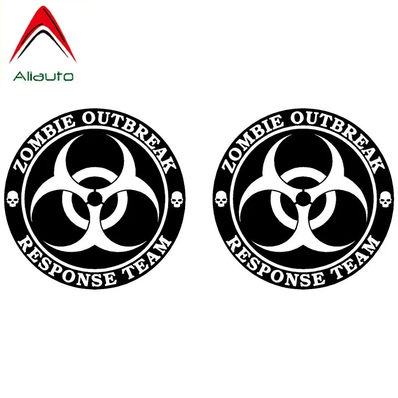 

2 X забавные автомобильные наклейки Aliauto, ПВХ наклейки с изображением команды реагирующей на вспышку зомби для Suzuki, Peugeot, Skoda, Honda, VW, Mitsubishi,8 см * ...