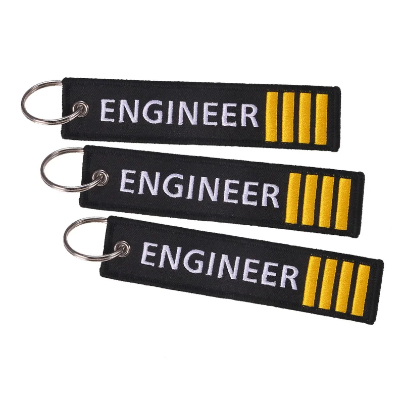 

Fashion Custom Embroidery Keychain Engineer Text Key Ring Chain for Gifts Luggage Tag Motorcycle
