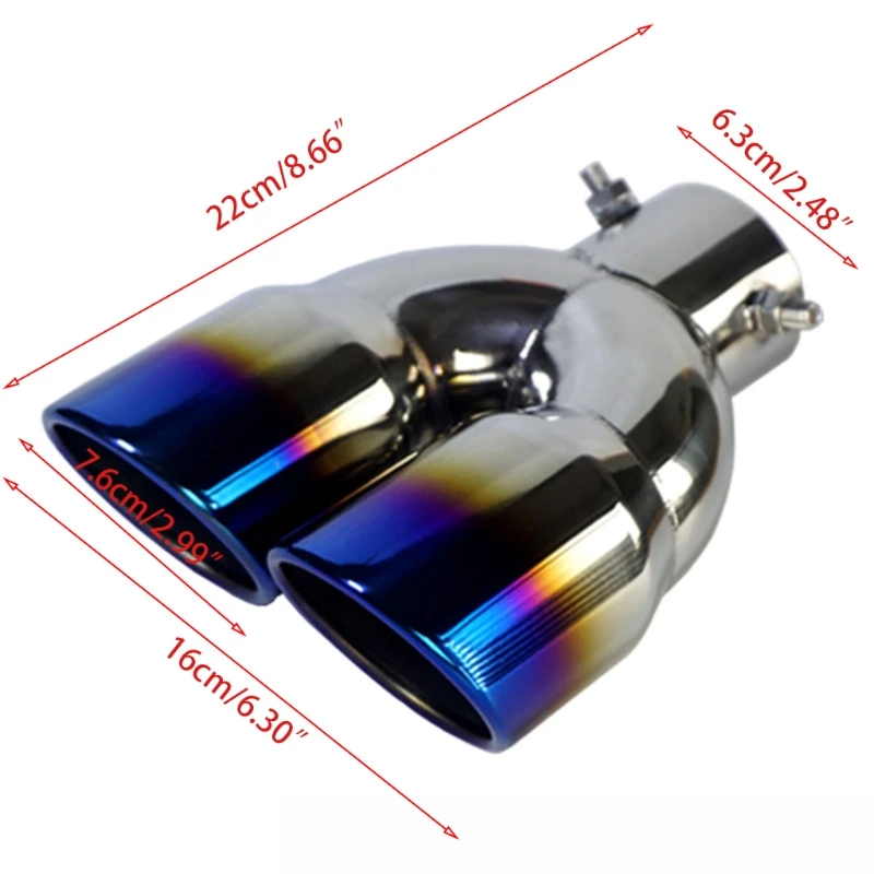 

Universal Stainless Steel Dual Rear Noise Canceller Car Exhaust Pipe Muffler Tail Pipe Double Outlet Tailpipe