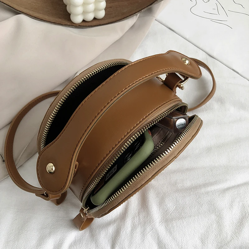 Сумка женская маленькая круглая роскошный модный тоут из мягкой кожи с