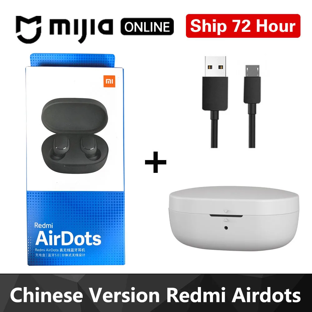 Xiaomi Redmi Airdots TWS Bluetooth 5,0 наушники стерео беспроводные активные шумоподавления с микрофоном свободные Наушники управление AI - Цвет: Redmi Gray Case