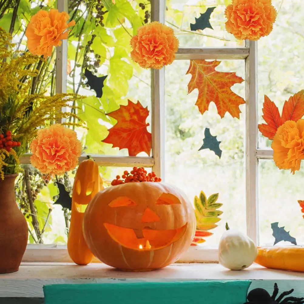 Искусственные цветы календулы шелковая ткань набор для украшения оранжевые