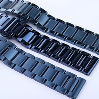 new blue stainless steel watchband strap metal bracelet strap 18mm 19mm 20mm 21mm 22mm straight end for men women fashion watch