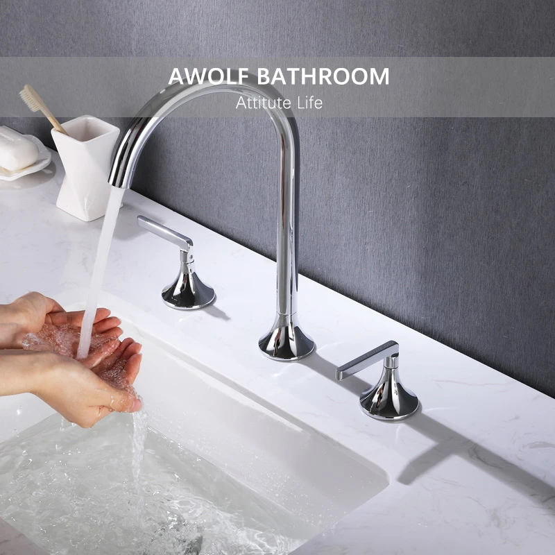 

Хромированный смеситель для раковины в ванную комнату, смеситель из твердой латуни, матовый золотой цвет, двойная ручка, вращающийся на 360 градусов водопроводный кран ML8100