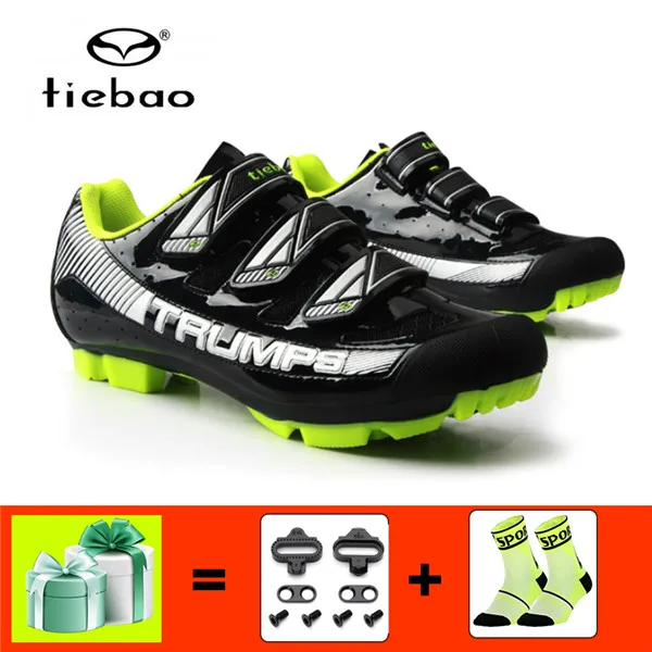 TIEBAO, обувь для велоспорта, мужские кроссовки, женские, sapatilha ciclismo, mtb, горный велосипед, для верховой езды, самоблокирующиеся, Superstar original, обувь - Цвет: 1688 green with gift