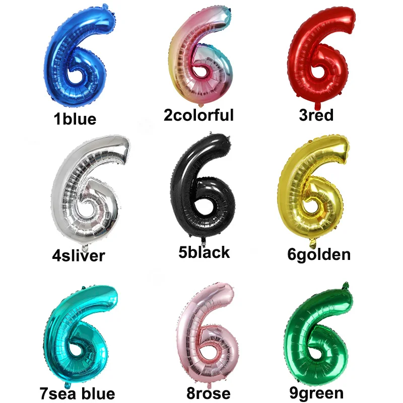 Шары цифры 6 цифр синих зеленых шаров праздничные большие красные розовые