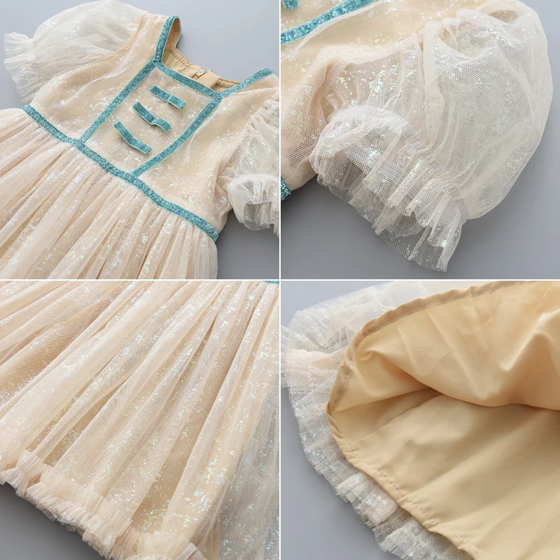 

2061 European style puff sleeve gauze skirt