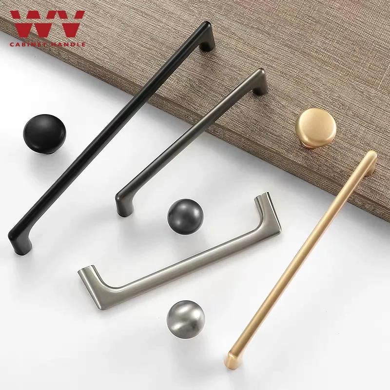 

WV Cupboard Handles Pearl Gray Brass Gold Cabinet Door Handles Zinc Alloy Drawer Knobs Pulls Kitchen Furniture Handle Hardware