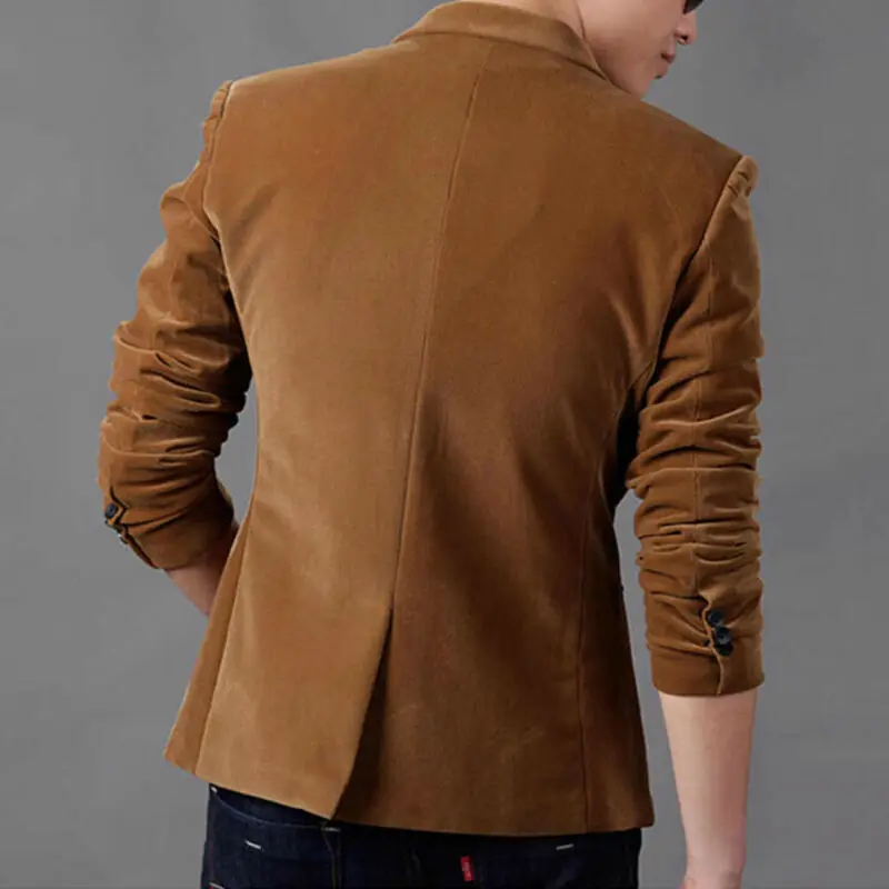 M-3XL размера плюс для мужчин Блейзер Slim Fit Модная хлопковая куртка Цвет черный