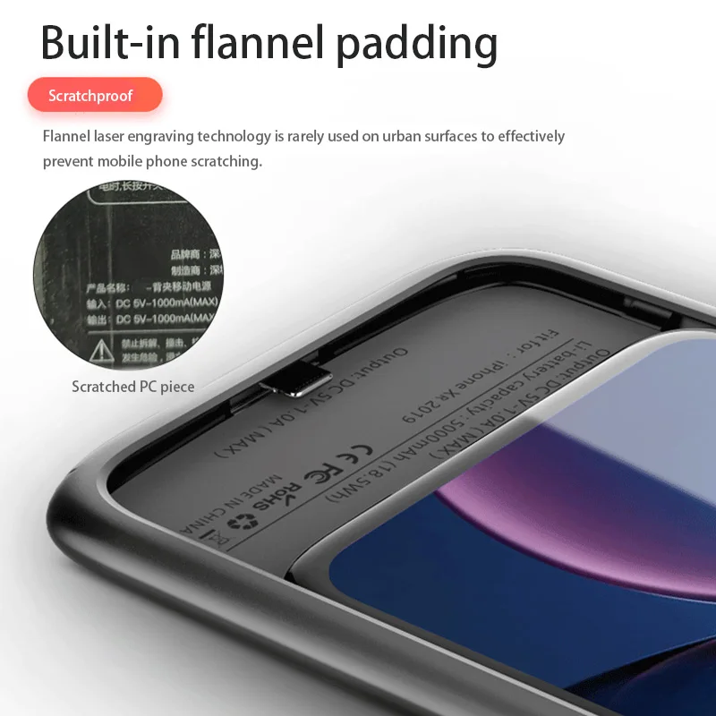 

For iPhone 11 Pro Max Battery Charger Case TPU Soft Silicone External Power Bank Backup Charger Case for iPhone 11 Battery Case