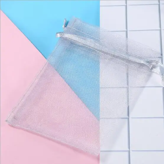 Серый 100pcs/Lot Organza Drawstring Bags 5x7 7x9 9x12 10x15cm Jewelry Packaging Bags Wedding Christmas Birthday Gift Packing Pouces - Цвет: Серый