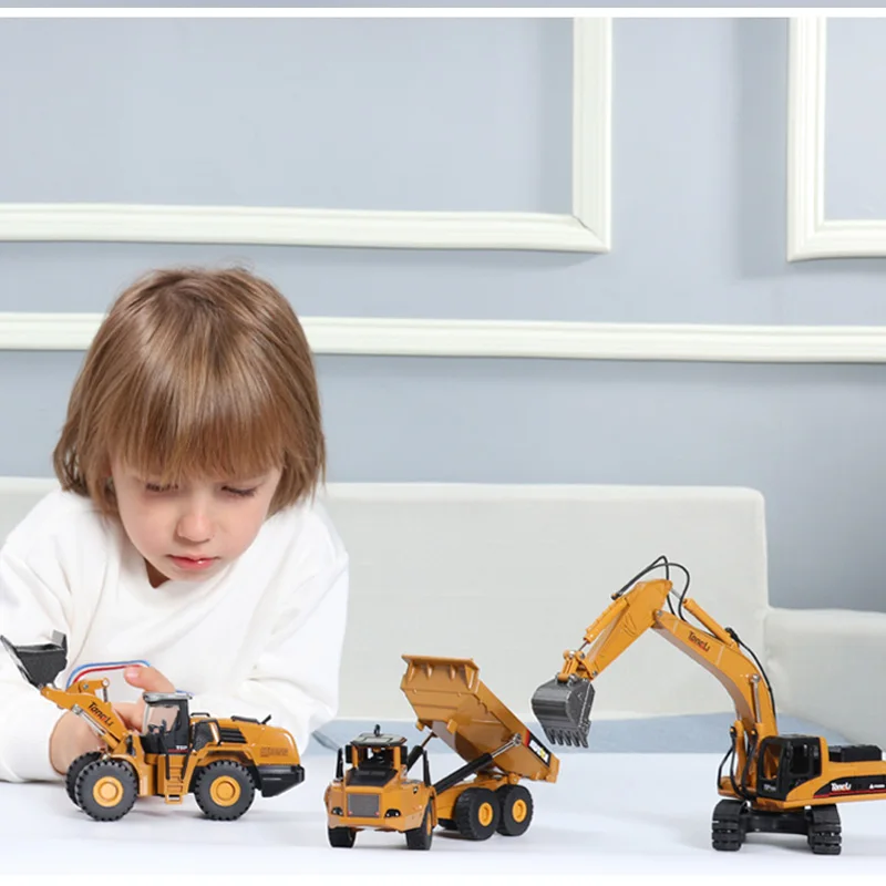 TongLi Alloy Toys 1:50 Scale Die-Cast mechanical loader Excavator Model Engineering Construction Car Vehicle Christmas Boys Gift | Игрушки и