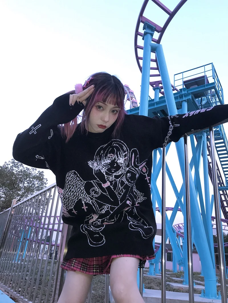 Женский вязаный свитер в стиле Харадзюку | Женская одежда