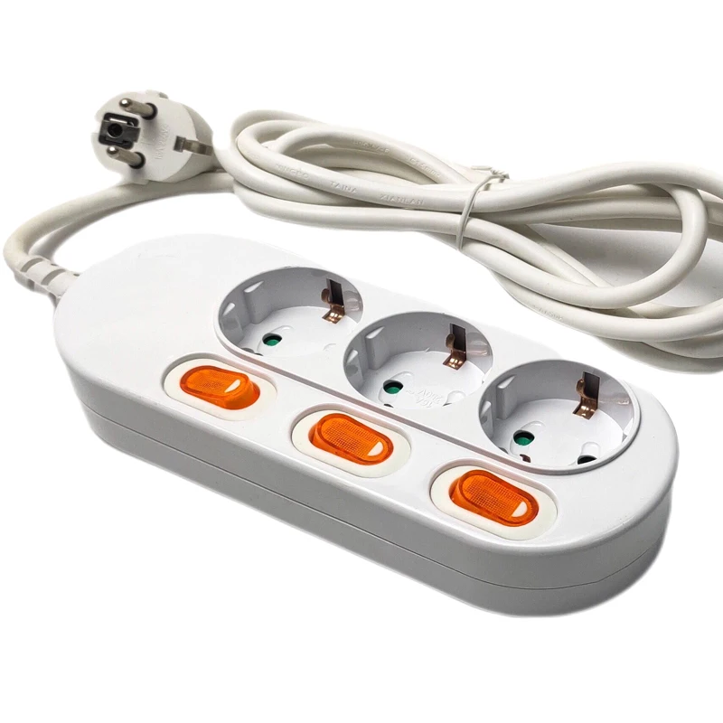 

New 2 Round Pin RUS EU Plug 3 Power Kitchen Electrical Socket Switch Socket Combination 4.5M/2.5M/1.5M Extension Cord Protector