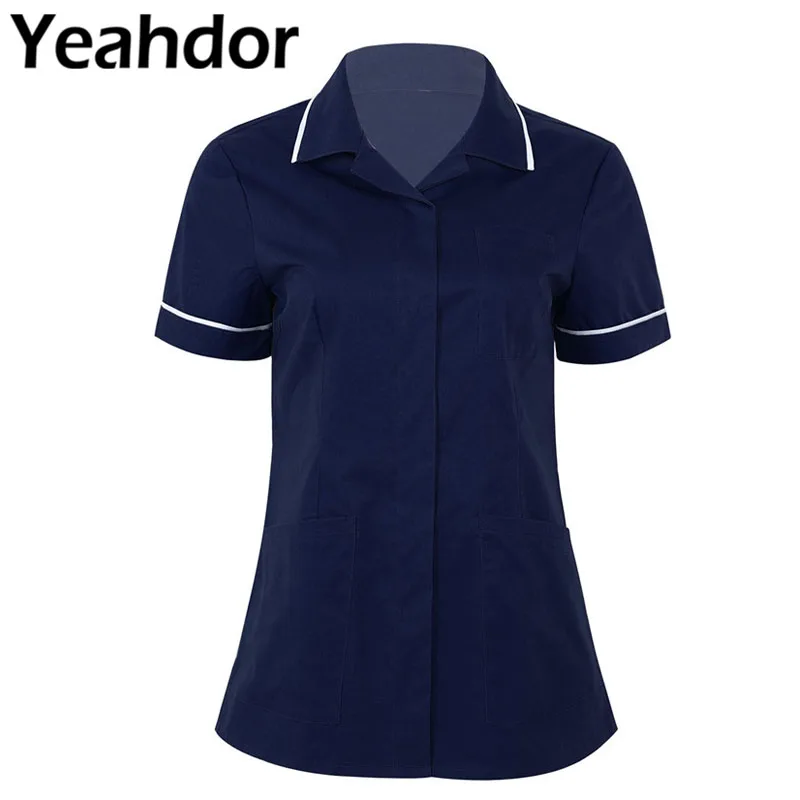 Женская женская униформа топы с короткими рукавами и пуговицами ity Maid s Cares