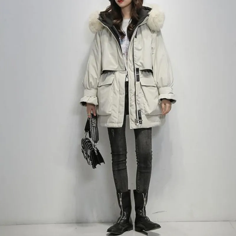 

2021 Women's Winter Jacket women Chic Parka Coat Thicken Warm Woman Parkas Coats Loose Outwear Ladies Hooded Overcoat Clothes