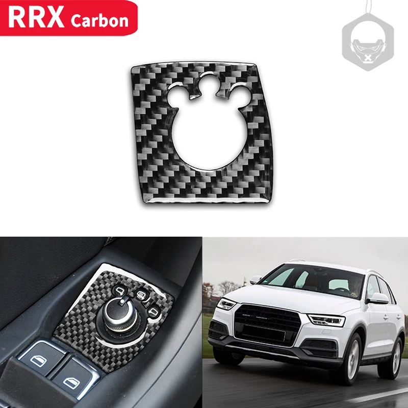 

Car Rearview Mirror Adjustment Button Decoration Frame Carbon Fiber Sticker Car Accessories For Audi Q3 8U 2015 2016 2017 2018