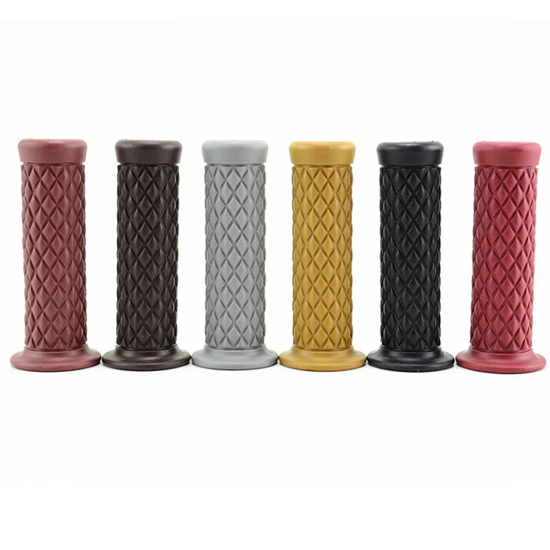 Ручки для мотокросса в стиле ретро левые и правые резиновые коричневые