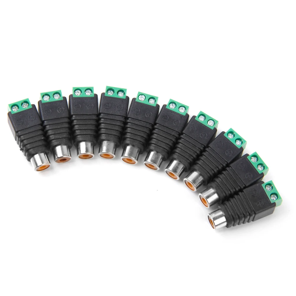 

10 Sets RCA Plug To Video Screw Terminal Connectors For CCTV Camera