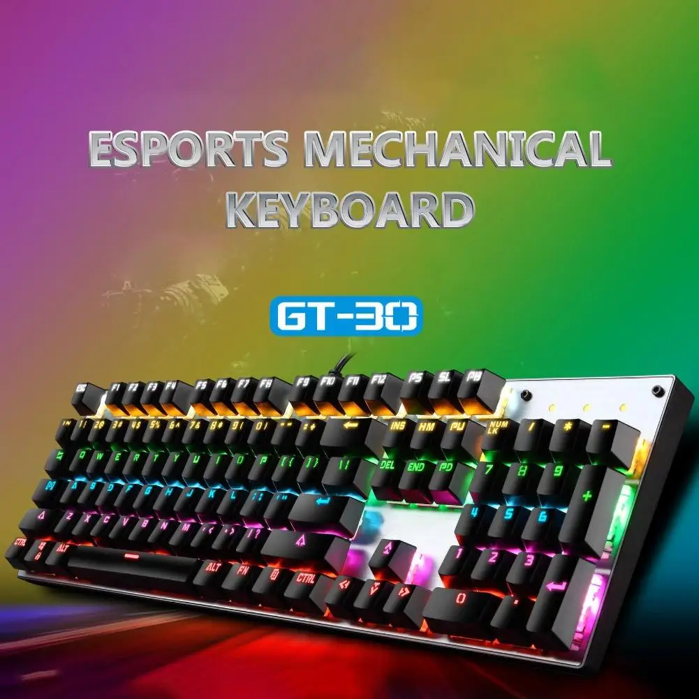 

G30 Wired Backlit Keyboard 87 Keys Splash-proof Green Axis Waterproof Mechanical Gaming Keyboard For Desktop Computer