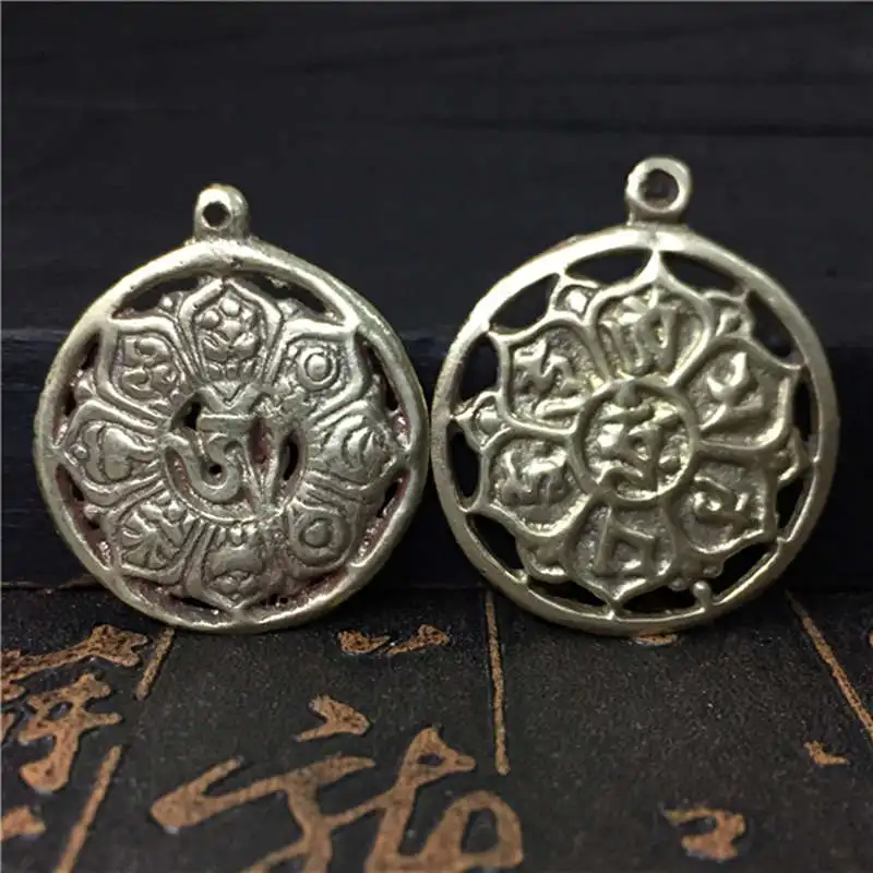 TBP278 Тибетский Амулет подвеска-Восемь благоприятных бабао и шесть слов мантр для