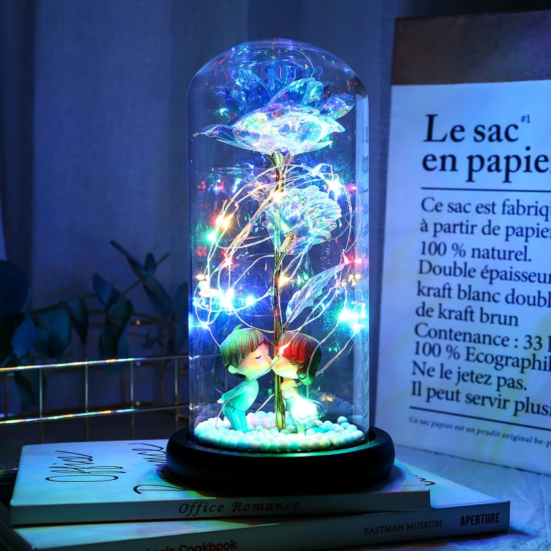 Новинка 2020 светильник цвет ed золотая фольга цветок розы со стеклянной крышкой