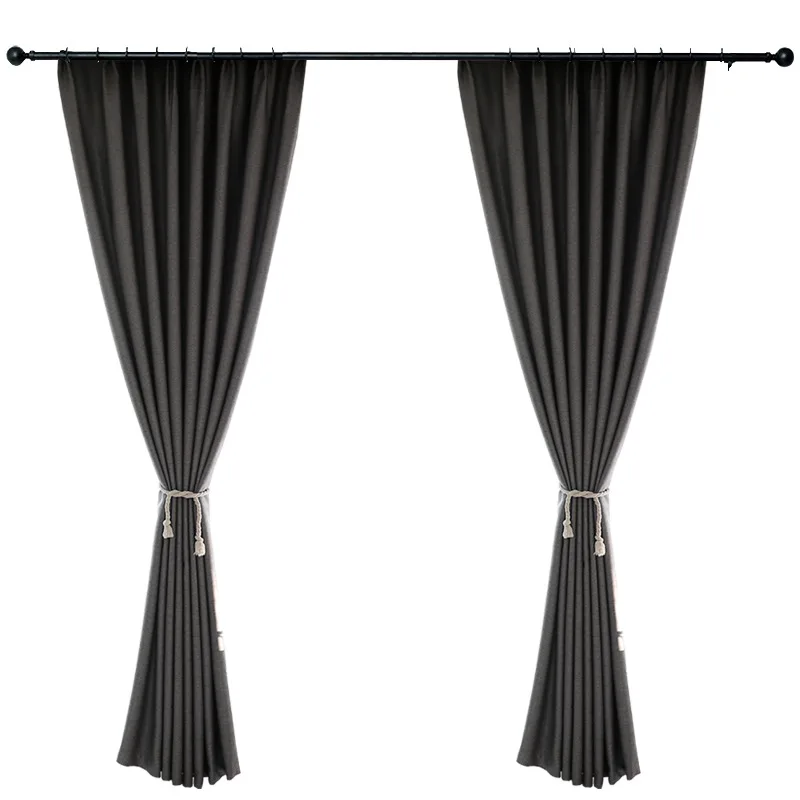Modern Simple Solid Color Cotton and Hemp Curtains In Northern Europe Living Room Bedroom Fluttering Dormitory | Дом и сад