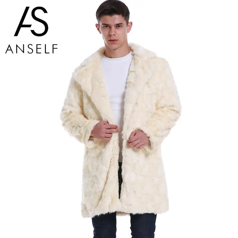 Осень зима 2020 мужское пальто из искусственного меха куртка с длинным рукавом