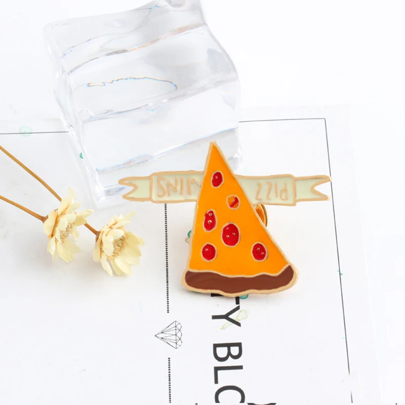 Броши с животными кошки пицца мороженое облако маска Мужские булавки милые