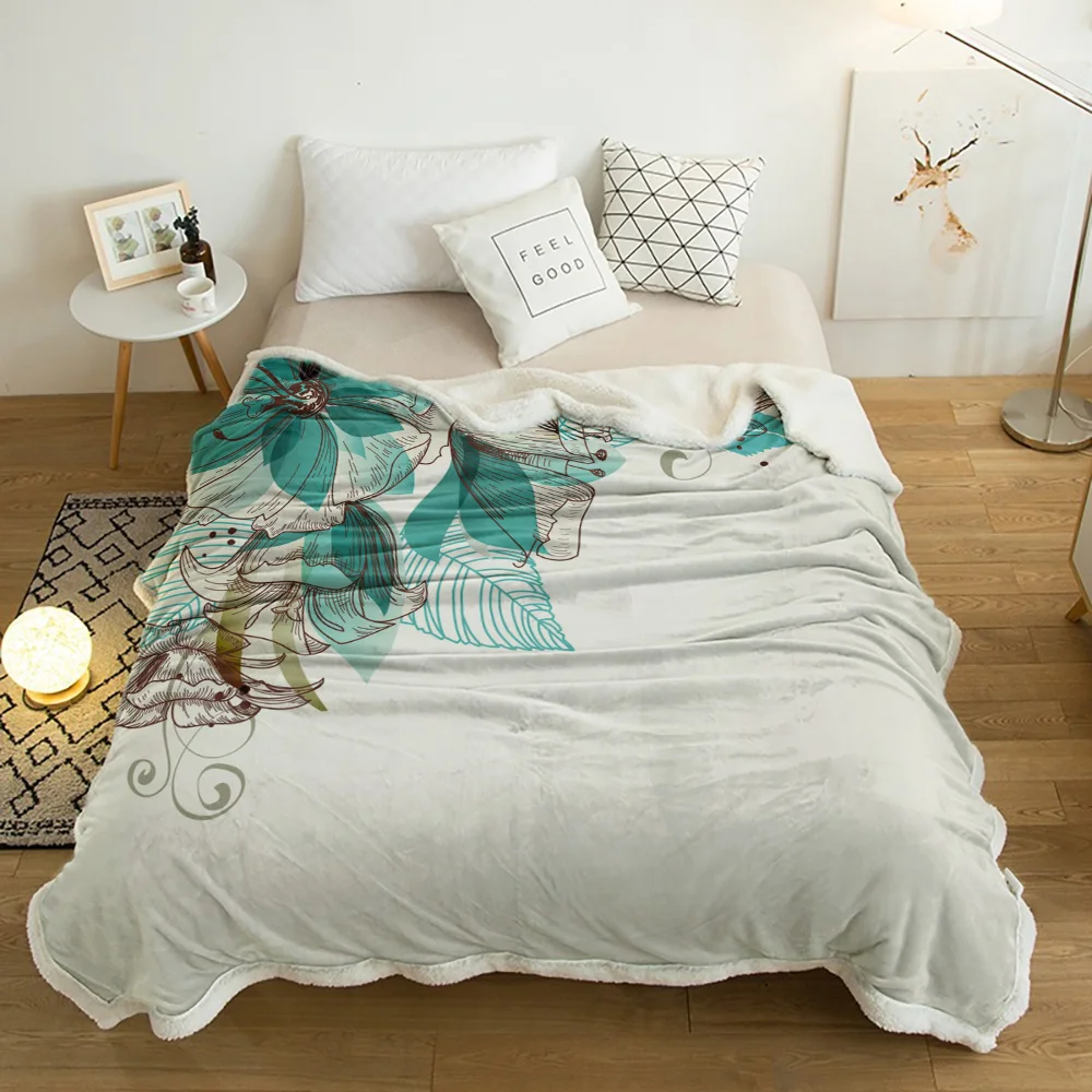 Цветение цветов бирюзовые растения розы одеяло Цветочный флис для детей Девочка