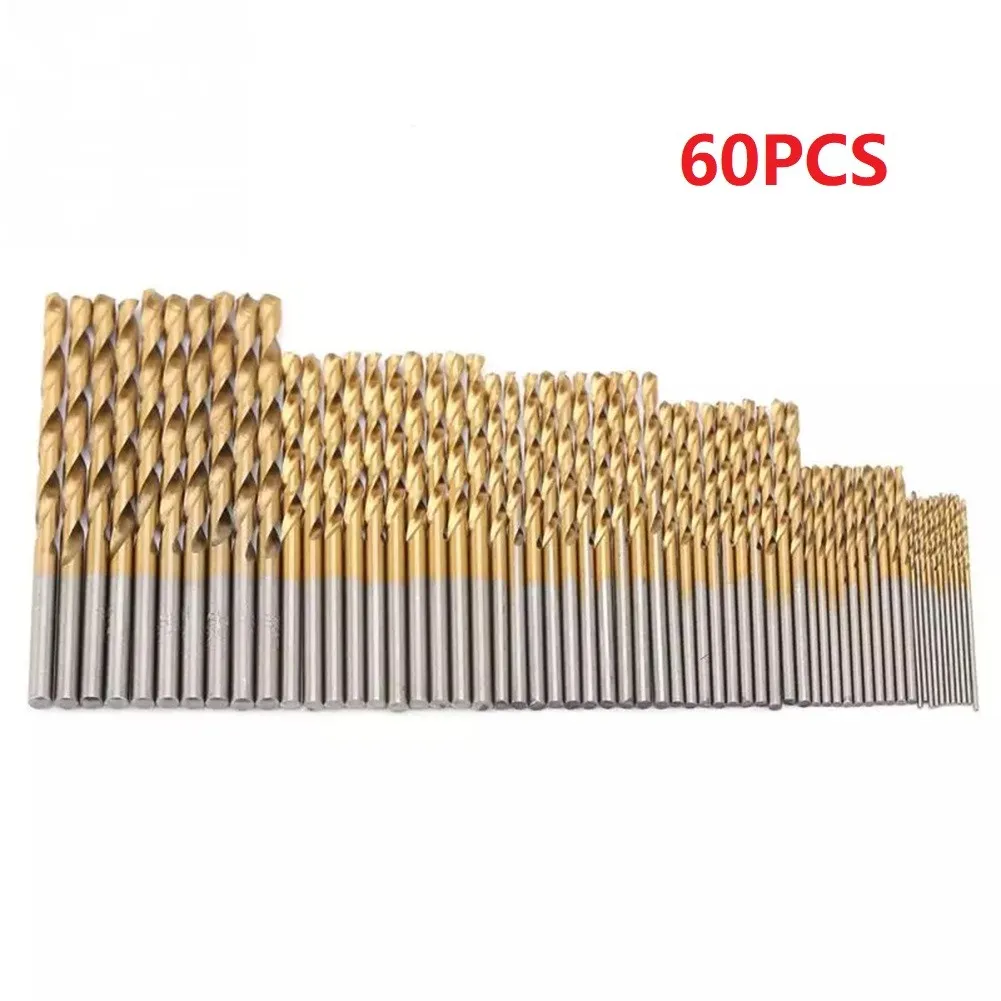 

60pcs Drill BitsTitanium Coated HSS High Speed Steel Drill Bit Set Drilling Wood & Metal Drill Bit For Plastic